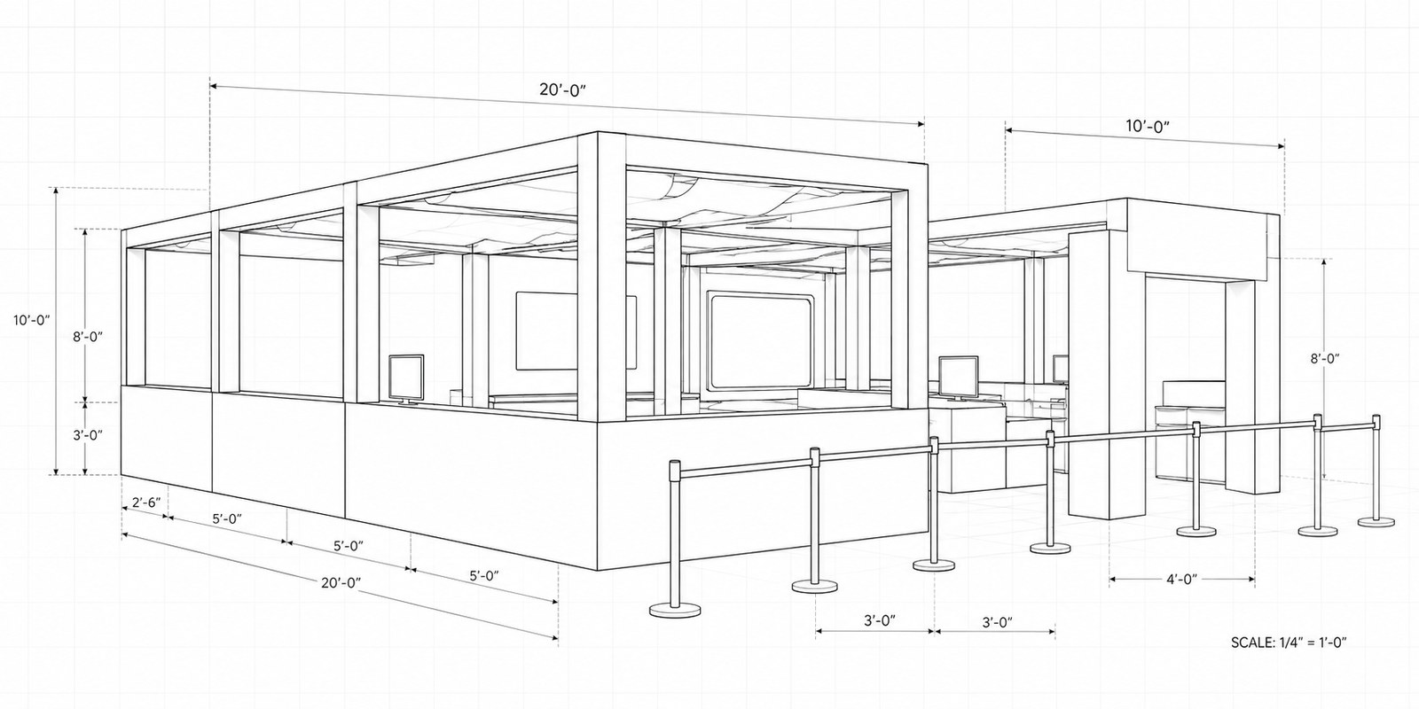 3D concept rendering of the T-Mobile Club Magenta build with dimensions